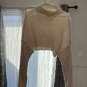 Long sleeve cropped white turtle neck sweater size medium